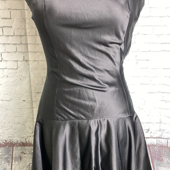 Vintage 50s Nicholas Ungar little black dress 100% Silk drop waist retro madmen - Picture 3 of 16